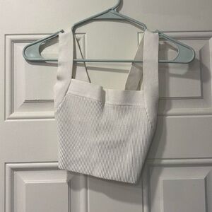 Aritzia Babaton sculpt knit white crop tank with back cross straps size S